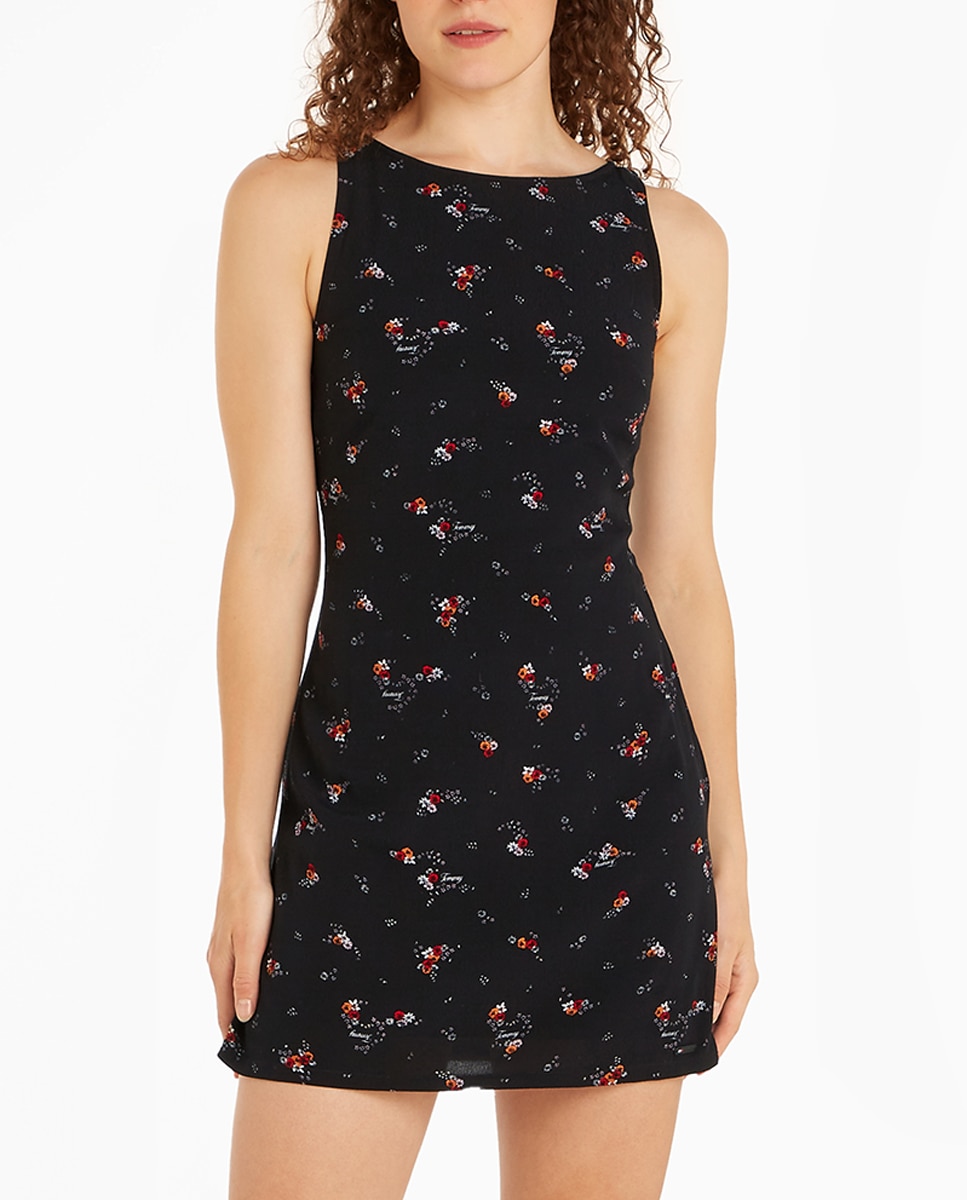 Imagen 0 de Vestido corto sin mangas y cuello redondo