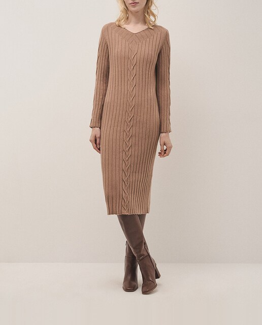 Imagen 0 de Vestido midi punto canalé y ochos