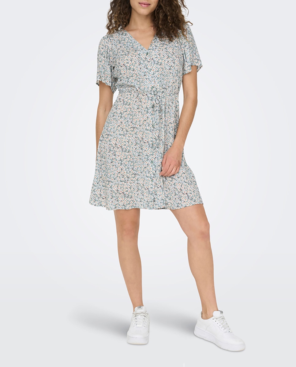 Imagen 0 de Vestido corto fluido de manga corta