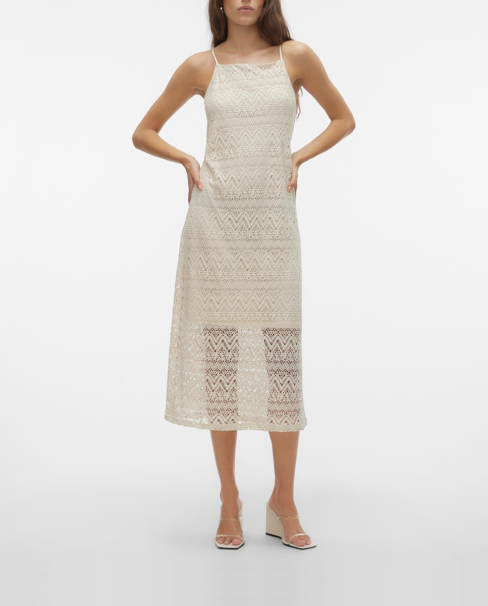 Imagen 0 de Vestido midi de tirantes crochet troquelado