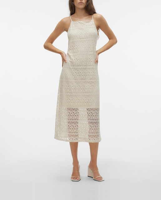 Imagen 0 de Vestido midi de tirantes crochet troquelado