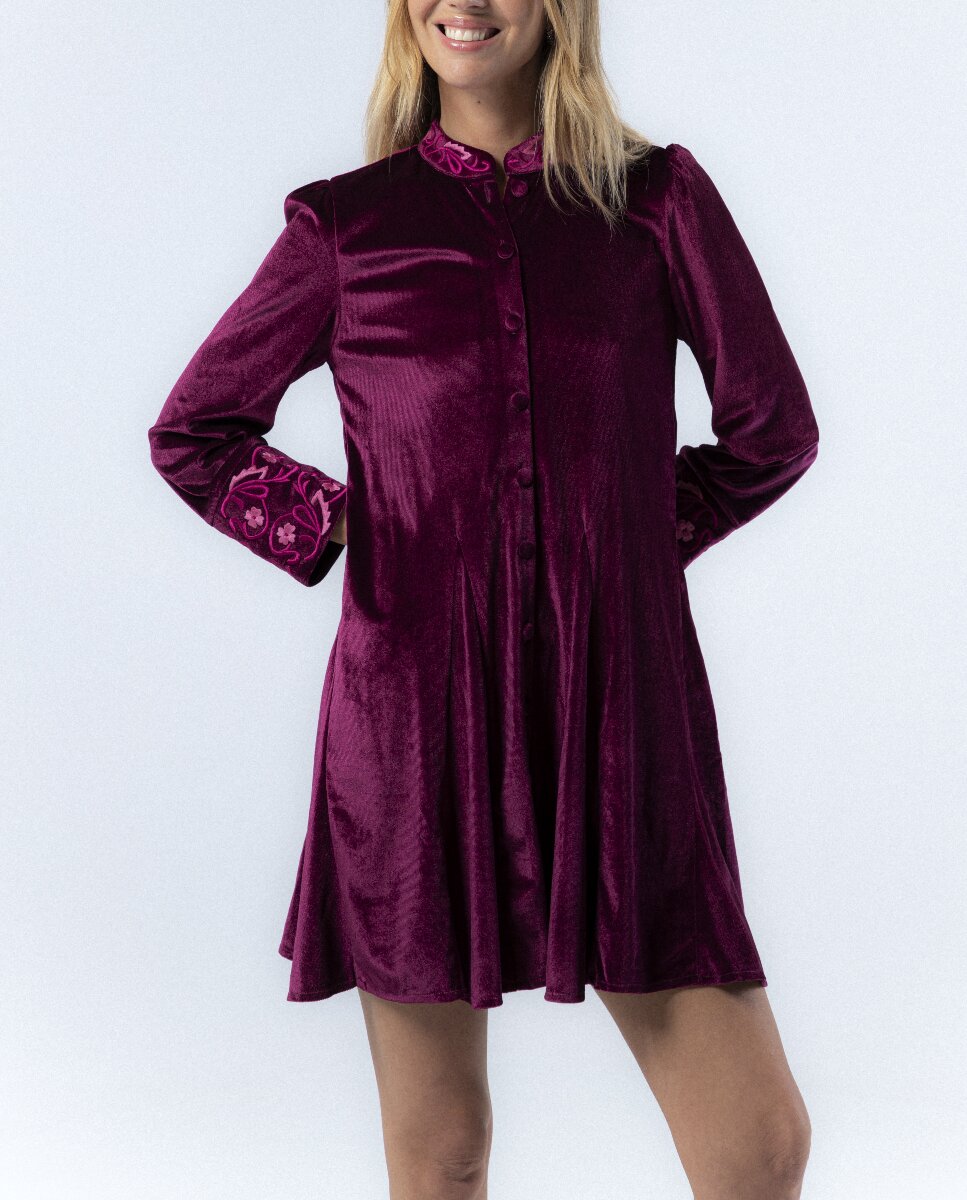 Imagen 0 de Vestido Marta Terciopelo Burdeos