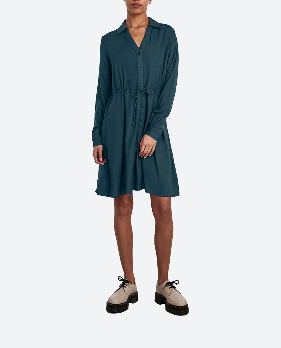 Imagen 0 de Vestido midi camisero de manga larga