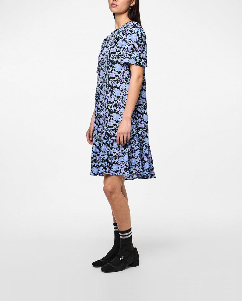 Imagen 0 de Vestido corto con volante bajo de viscosa