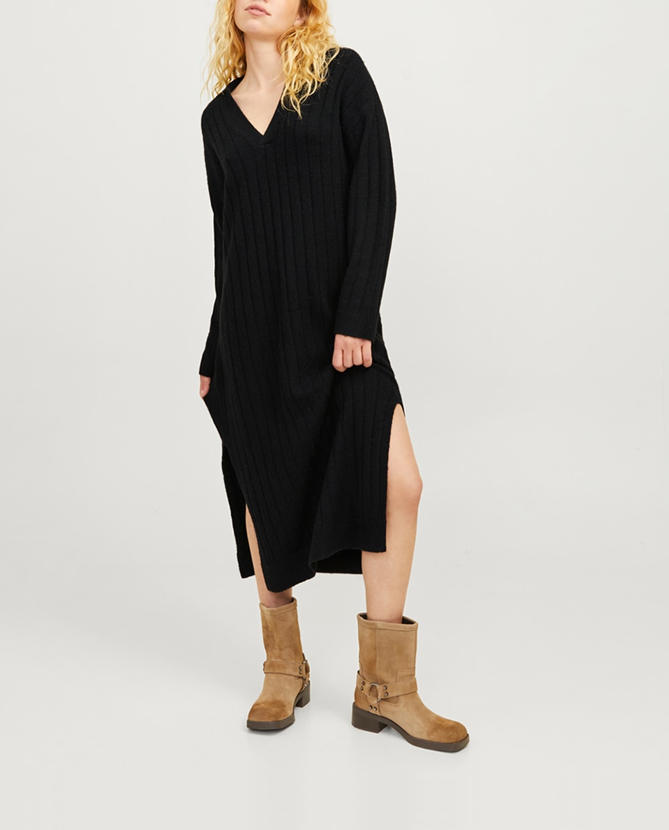 Imagen 0 de Vestido midi de punto cuello polo