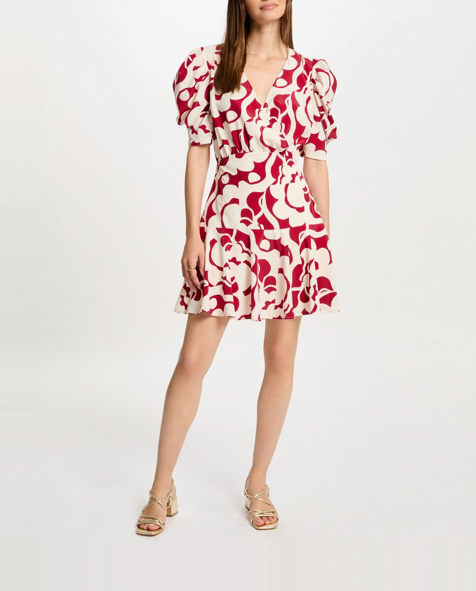 Imagen 0 de Vestido estampado con escote cruzado