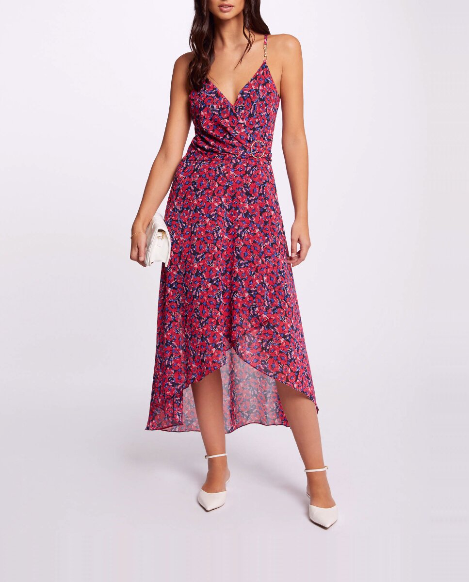 Imagen 0 de Vestido asimétrico de tirantes con estampado