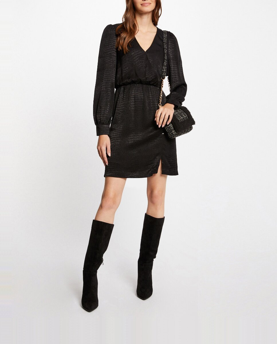 Imagen 0 de Vestido recto de satén estampado animal