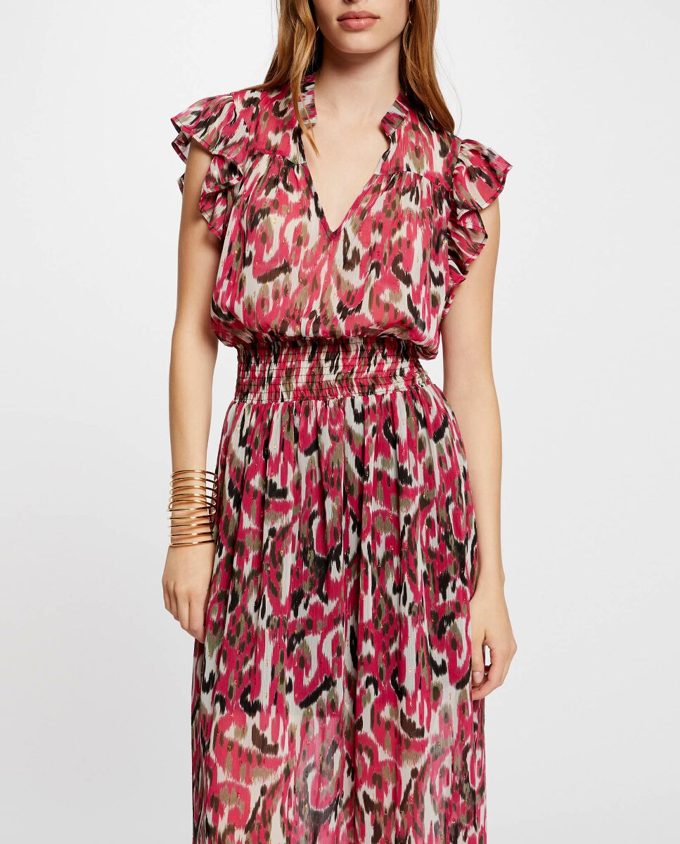 Imagen 0 de Vestido largo entallado en tejido estampado