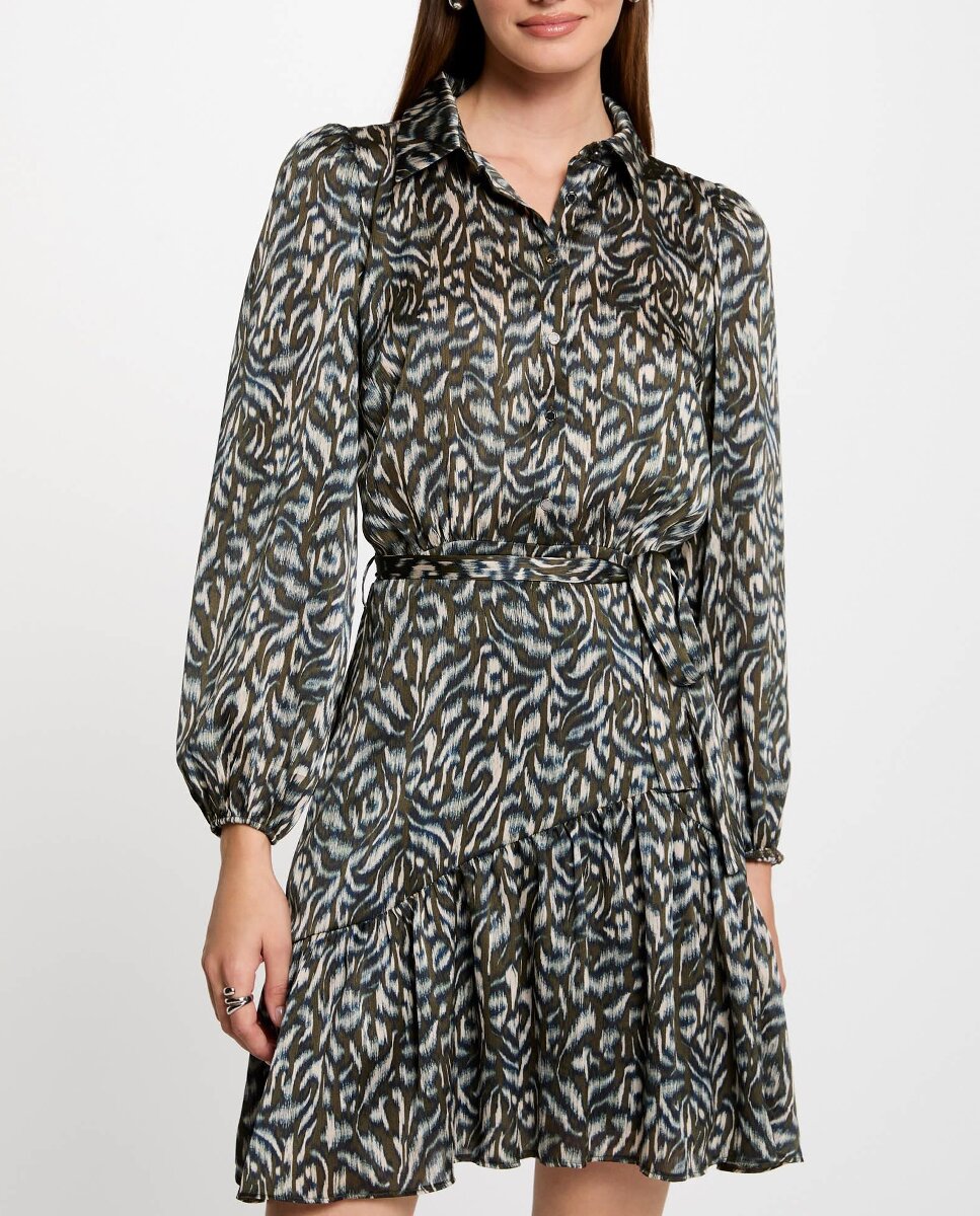 Imagen 0 de Vestido corto estampado con mangas abullonadas