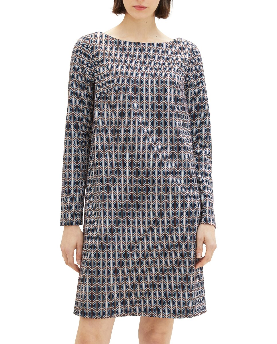 Imagen 0 de Vestido midi manga larga y estampado