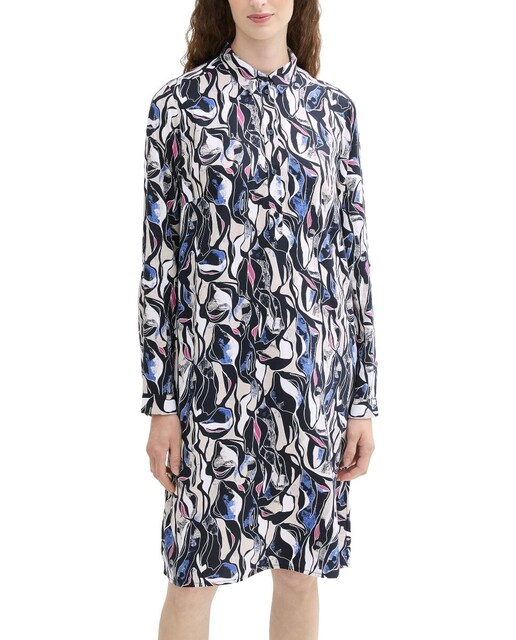 Imagen 0 de Vestido corto de manga larga con estampado abstracto