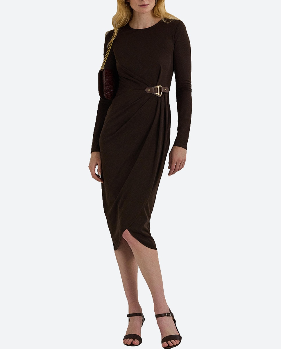 Imagen 0 de Vestido midi de manga larga con drapeado