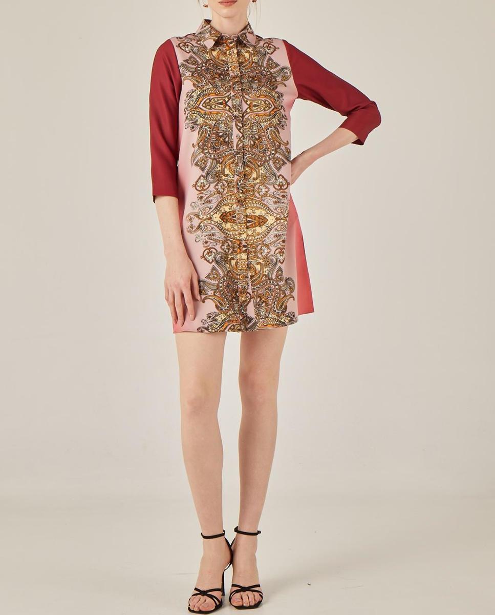 Imagen 0 de Vestido corto camisero estampado