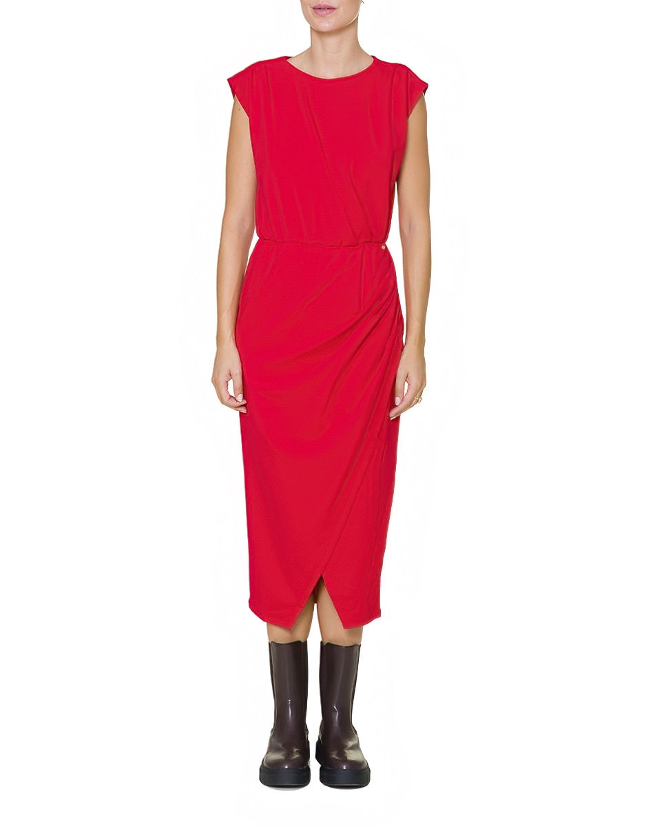 Imagen 0 de Vestido tubo punto fruncés Vestido rojo