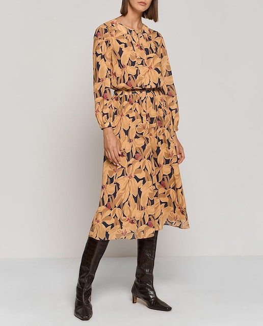 Imagen 0 de Vestido midi manga larga crepe Georgette floral