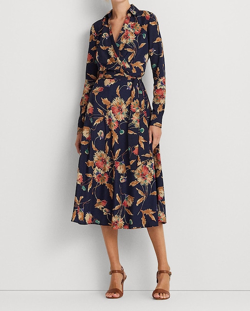 Imagen 0 de Vestido midi de manga larga con flores