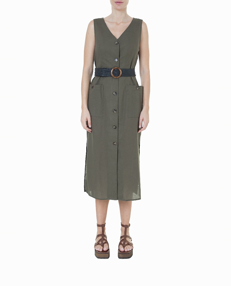 Imagen 0 de Vestido camisero escote pico