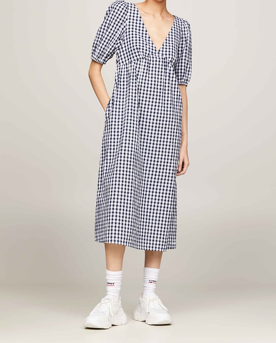 Imagen 0 de Vestido midi de cuadros vichy