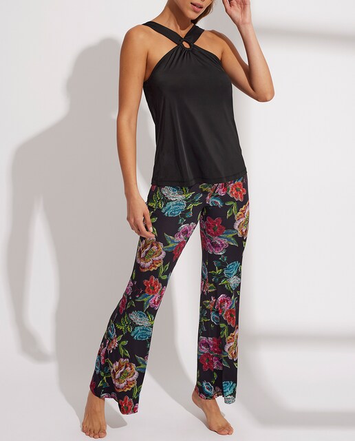 Imagen 0 de Conjunto de mujerpantalón largo con top tirantes realizado en suave tejido punto viscosa de estampado floral