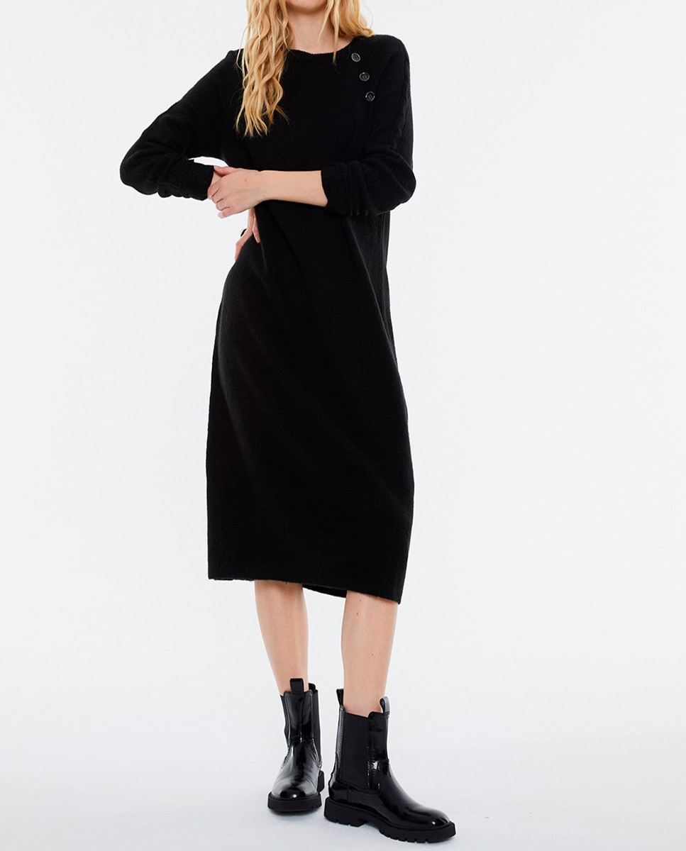 Imagen 0 de Vestido tricot cuello redondo de mujer