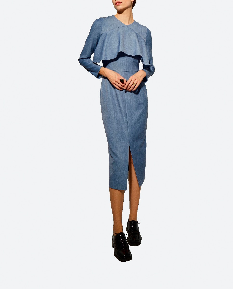 Imagen 0 de Vestido Volante Escote Azul