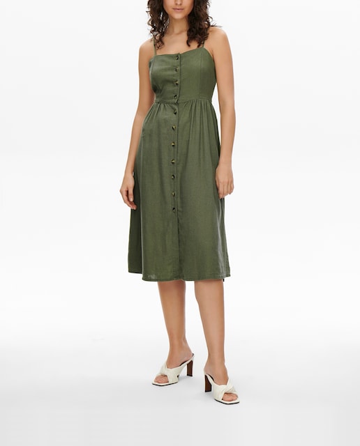 Imagen 0 de Vestido midi de tirantes con cierre de botones