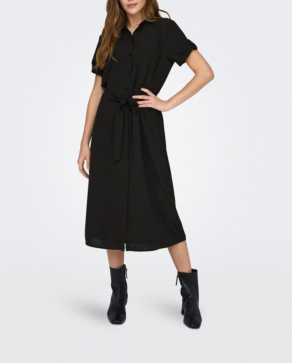 Imagen 0 de Vestido midi camisero de manga corta