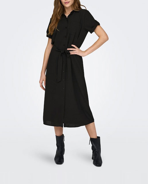 Imagen 0 de Vestido midi camisero de manga corta
