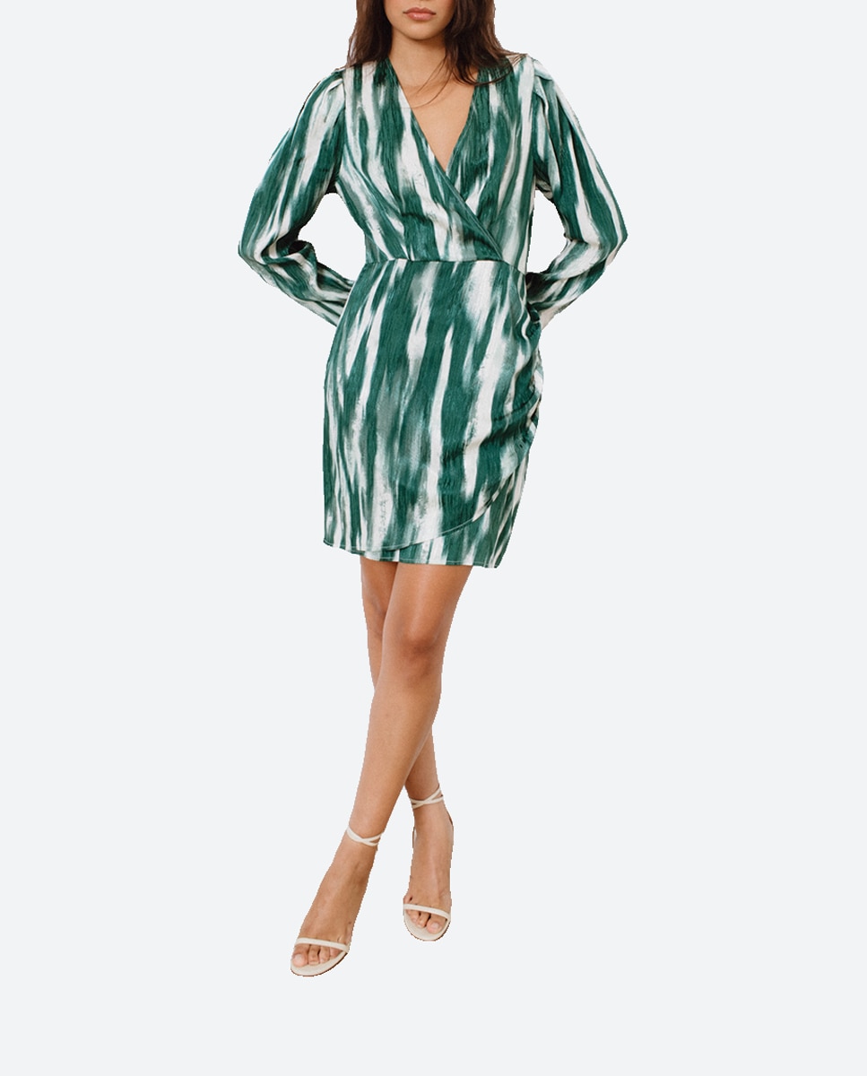 Imagen 0 de Vestido estampado corto cruzado