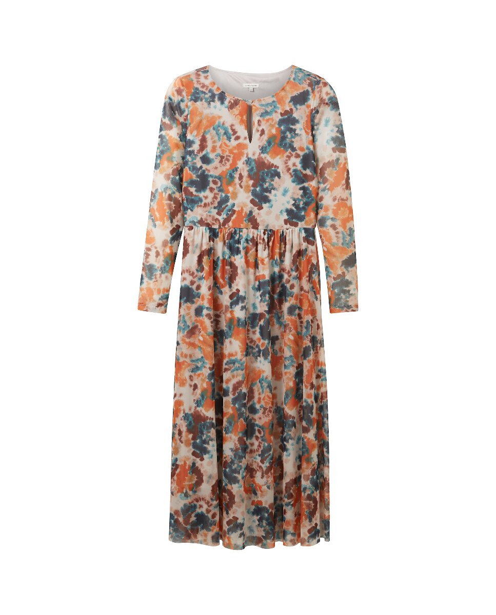 Imagen 0 de Vestido largo con estampado con cintura fruncida