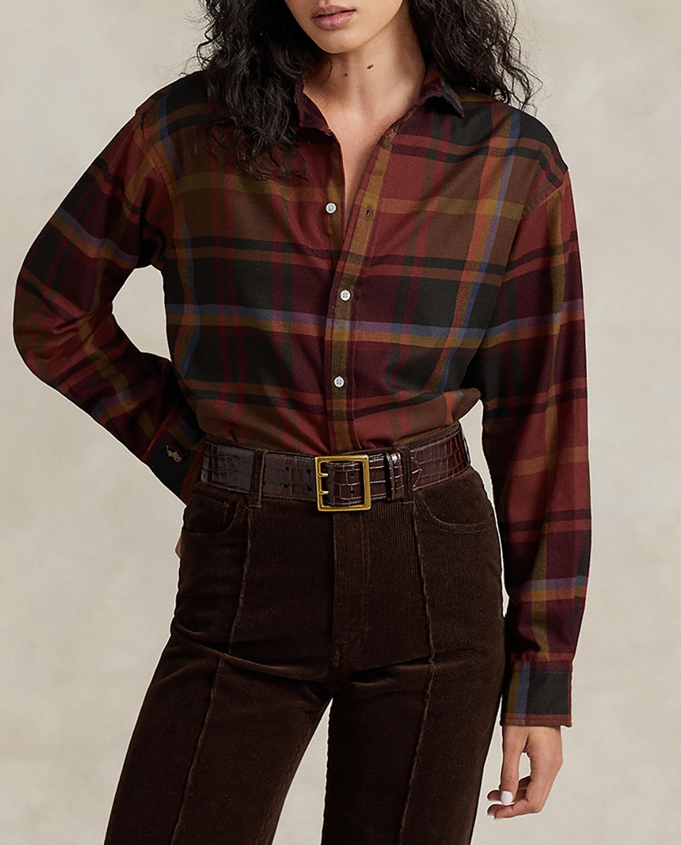 Imagen 0 de Camisa de mujer de algodón de cuadros