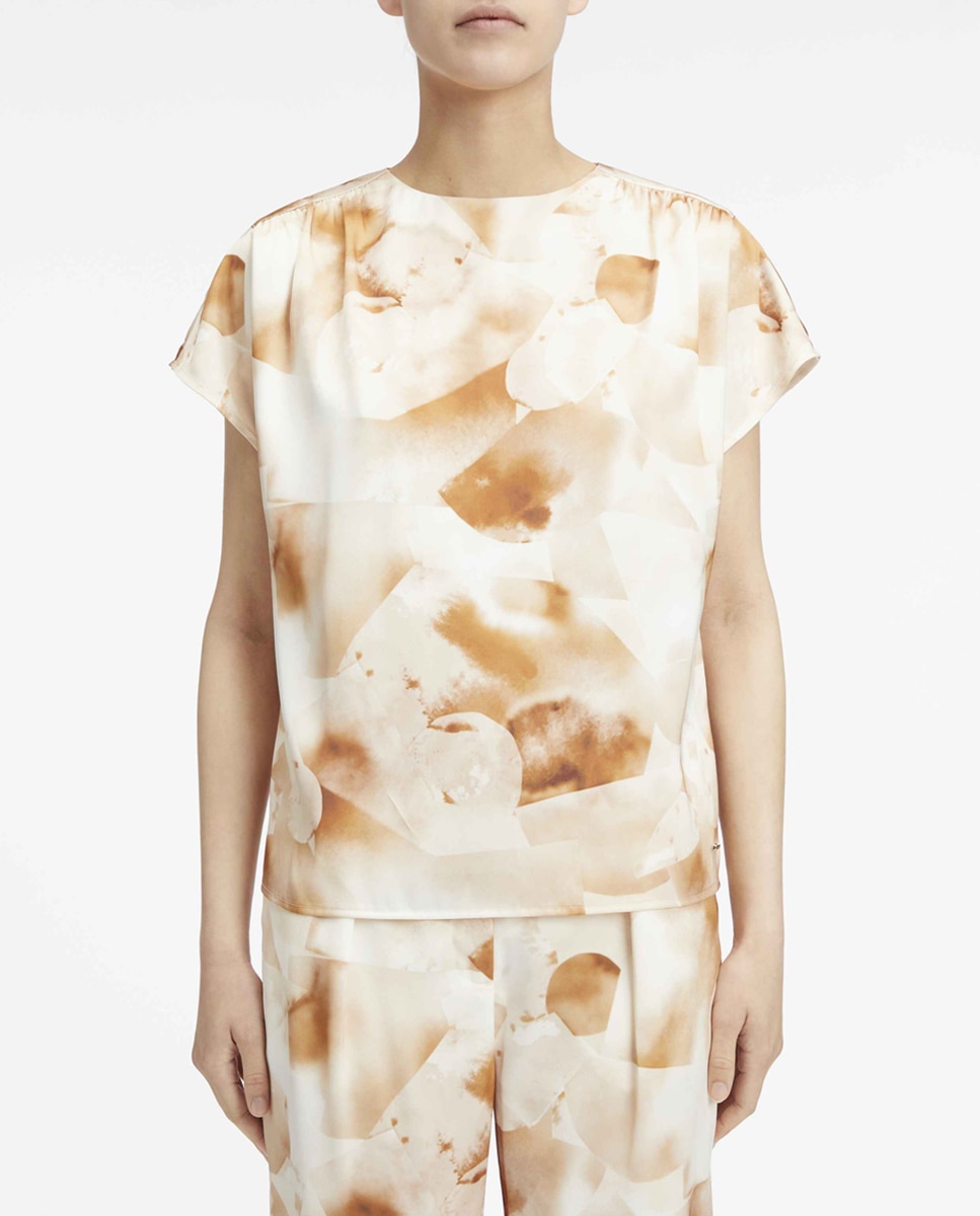 Imagen 0 de Camisa satinada de mujer de manga corta con estampado