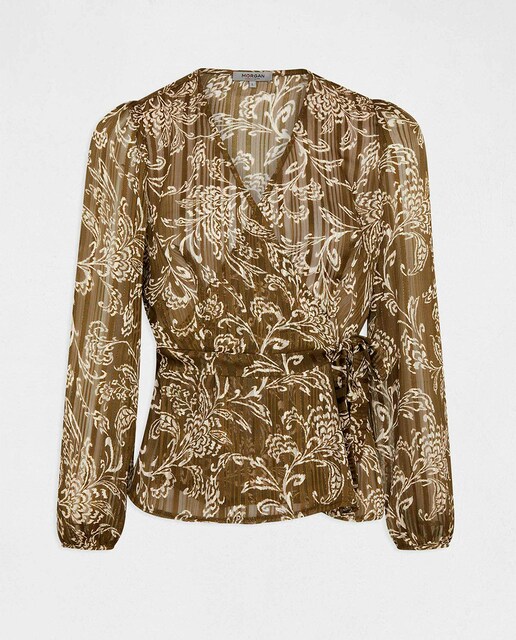 Blusa manga larga estampado cachemira de mujer.