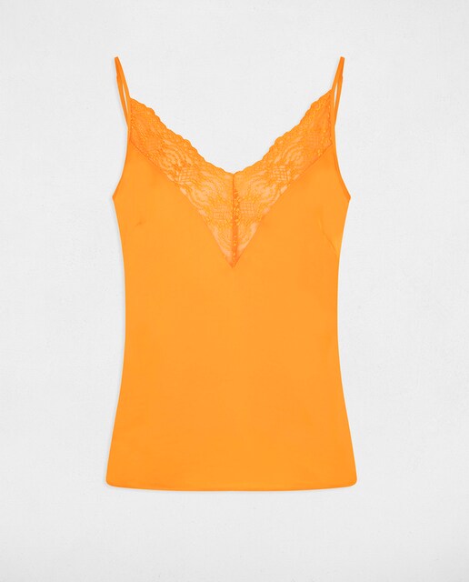 Top encaje tirantes finos de mujer.