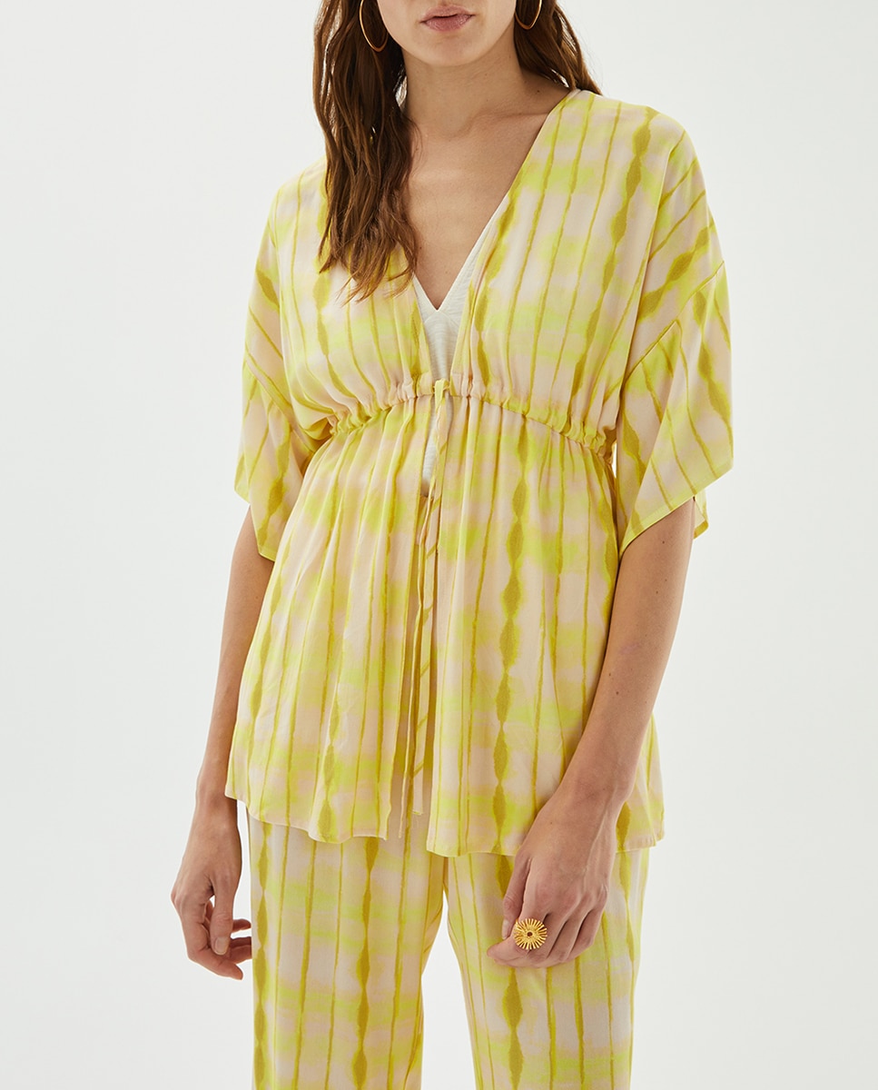 Kimono estampado fluor cierre lazada delantera de mujer — oferta en Primeriti