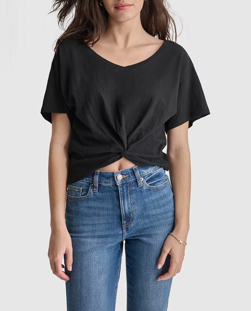 Imagen 0 de Top con cuello de pico y mangas cortas