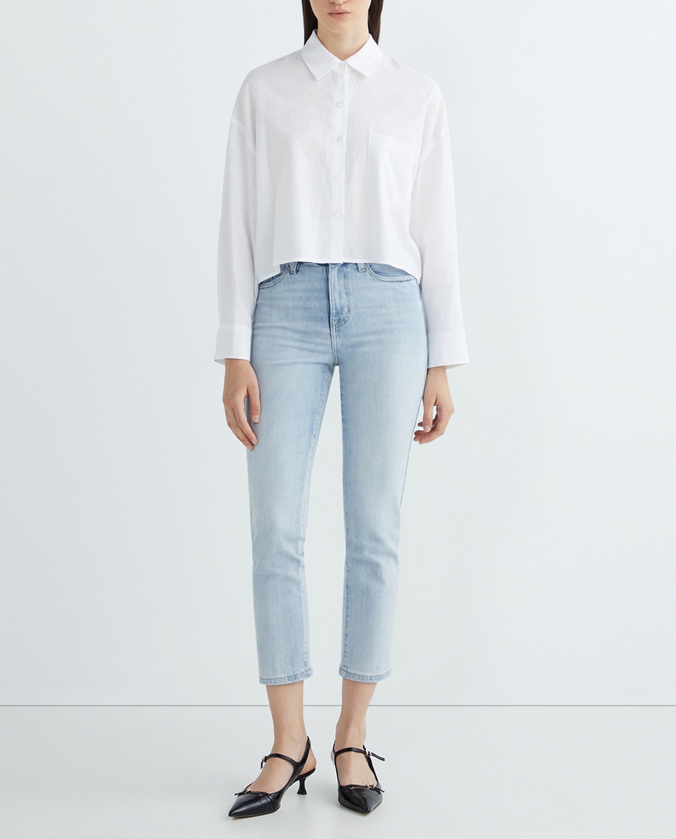 Imagen 0 de Camisa de mujer con cuello camisero y manga larga