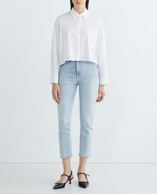 Imagen 0 de Camisa de mujer con cuello camisero y manga larga