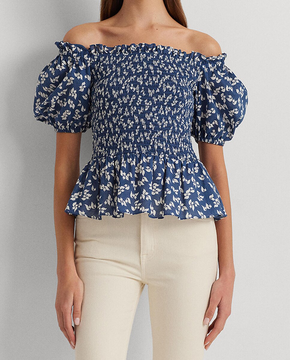 Imagen 0 de Blusa de mujer de algodón de silueta peplum