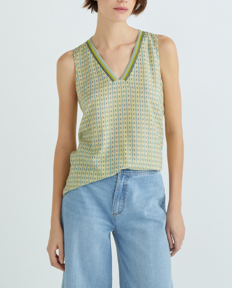 Imagen 0 de Blusa sin mangas con escote pico