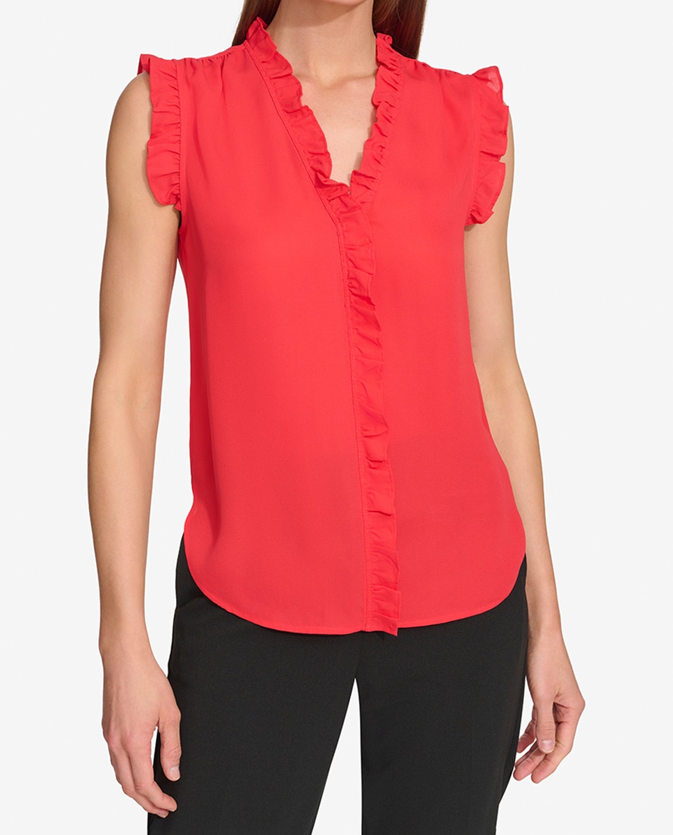 Imagen 0 de Blusa con cuello redondo y sin mangas