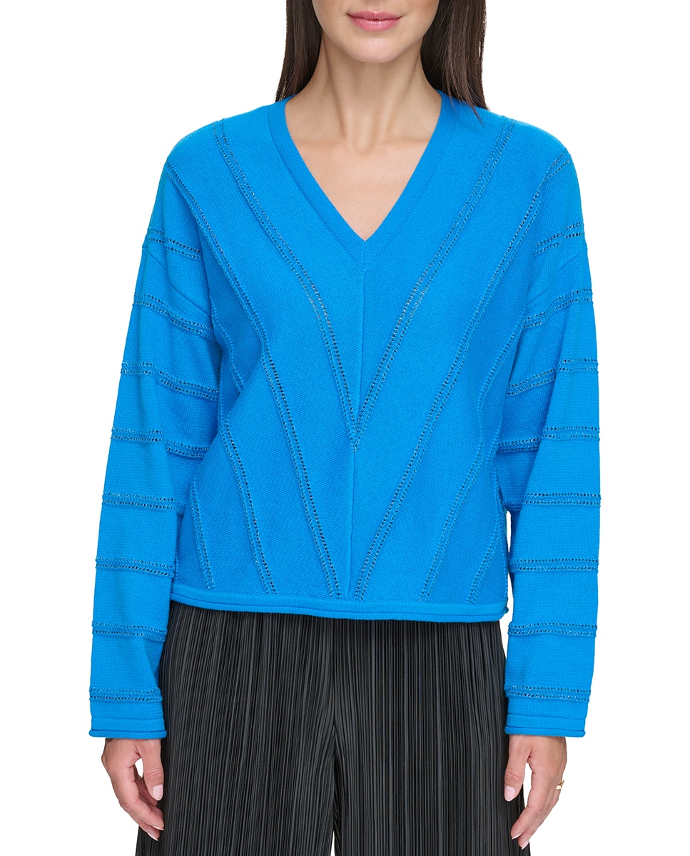 Imagen 0 de Blusa de mujer con cuello pico y manga larga