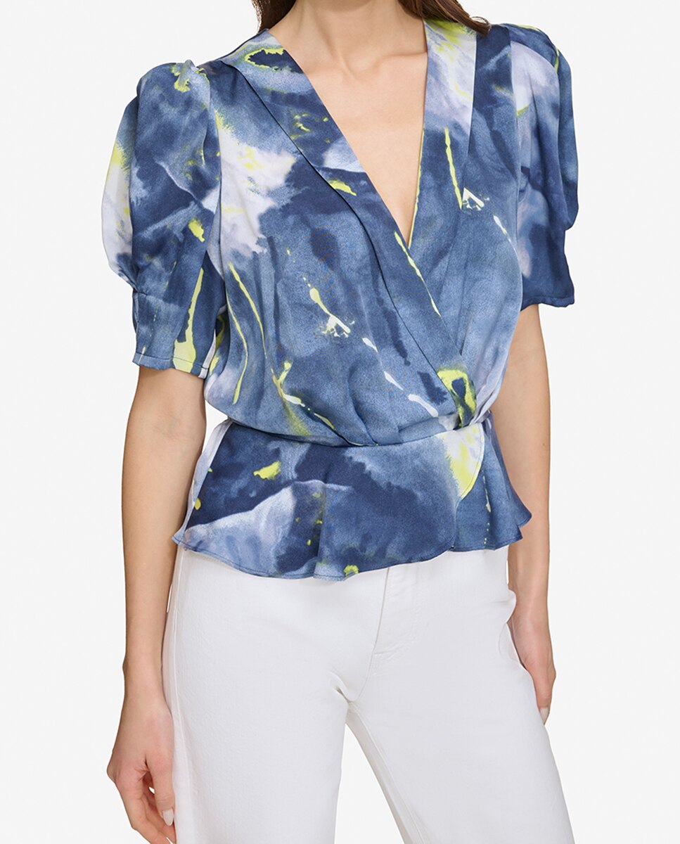 Imagen 0 de Top con cuello de pico y mangas cortas