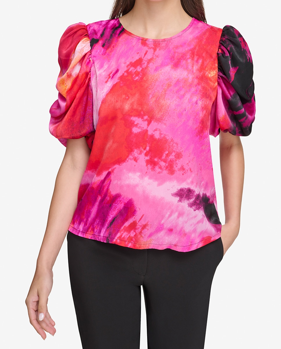 Imagen 0 de Blusa de mujer con cuello redondo y manga corta