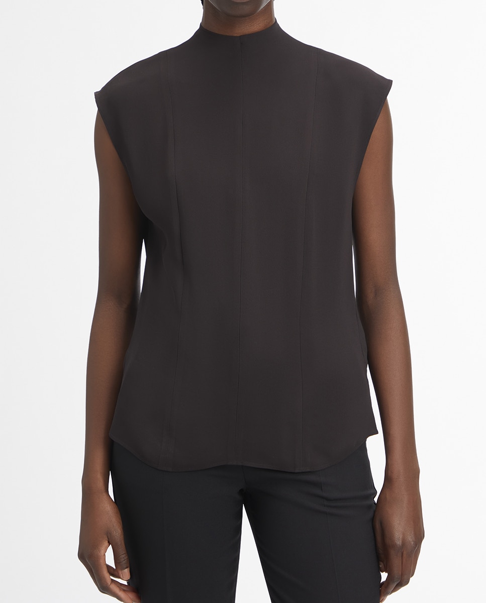 Imagen 0 de Blusa de mujer cuello alto en tejido crepe