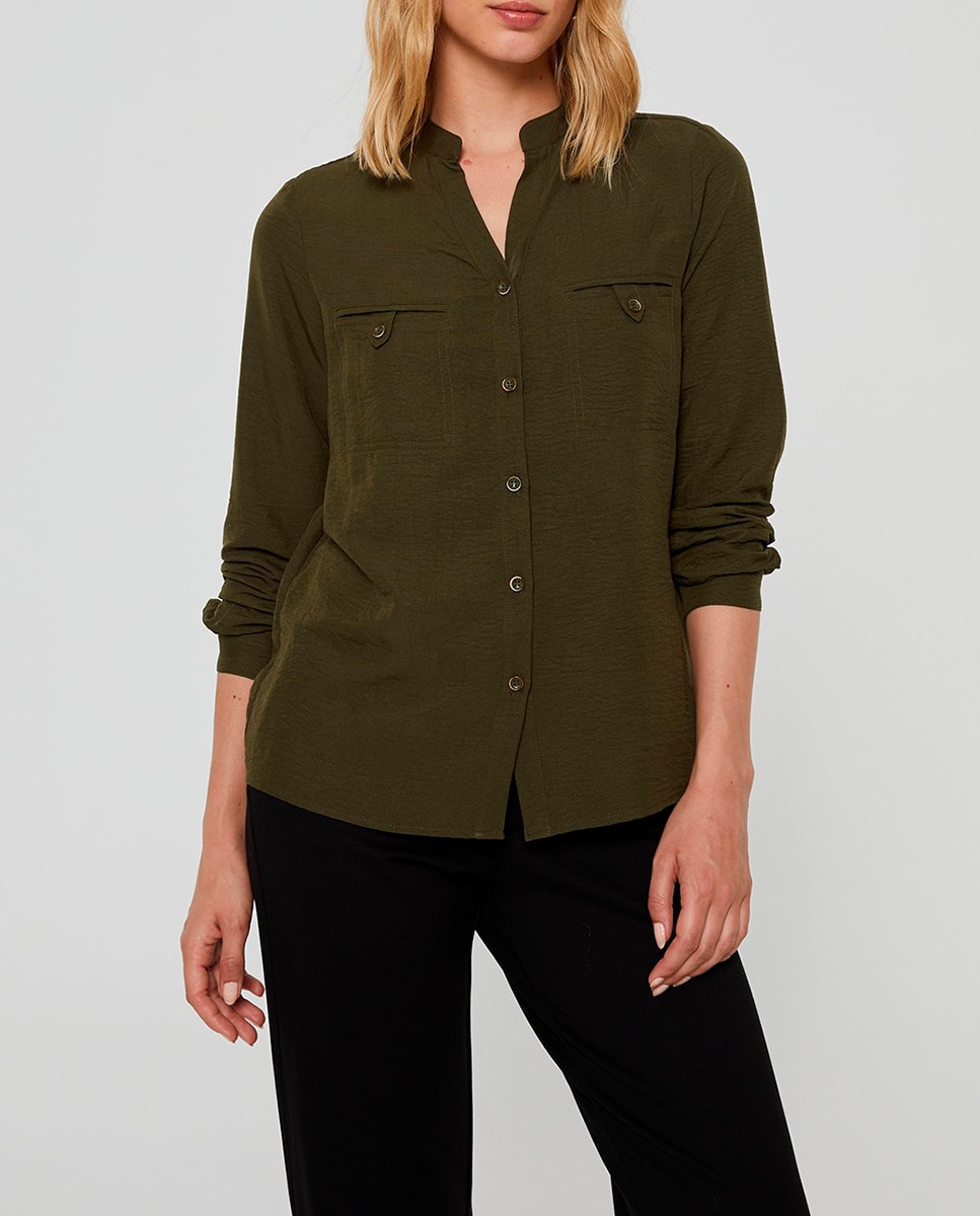 Imagen 0 de Camisa con cuello mao de mujer