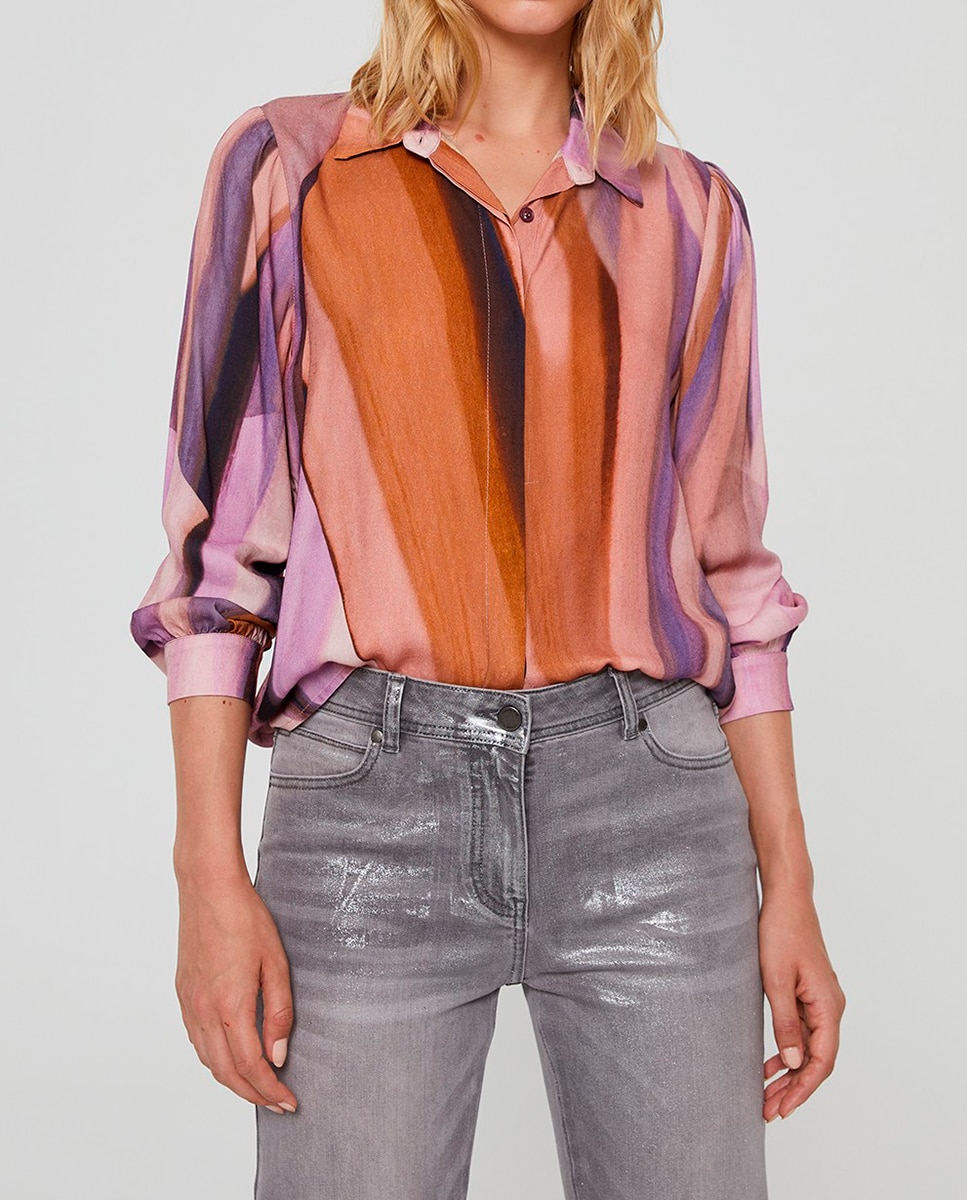 Imagen 0 de Camisa estampada manga larga de mujer