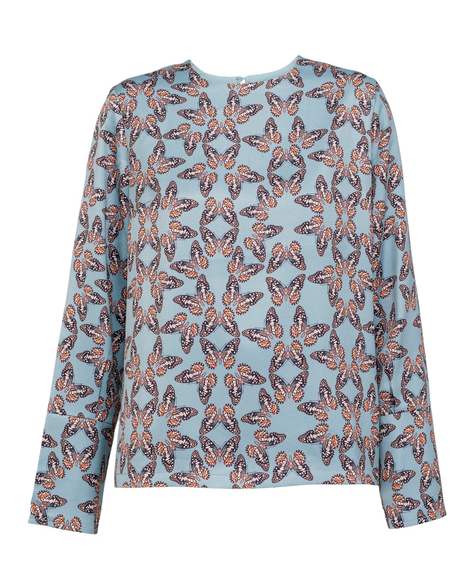 Imagen 0 de Blusa Azul Claro Mariposas