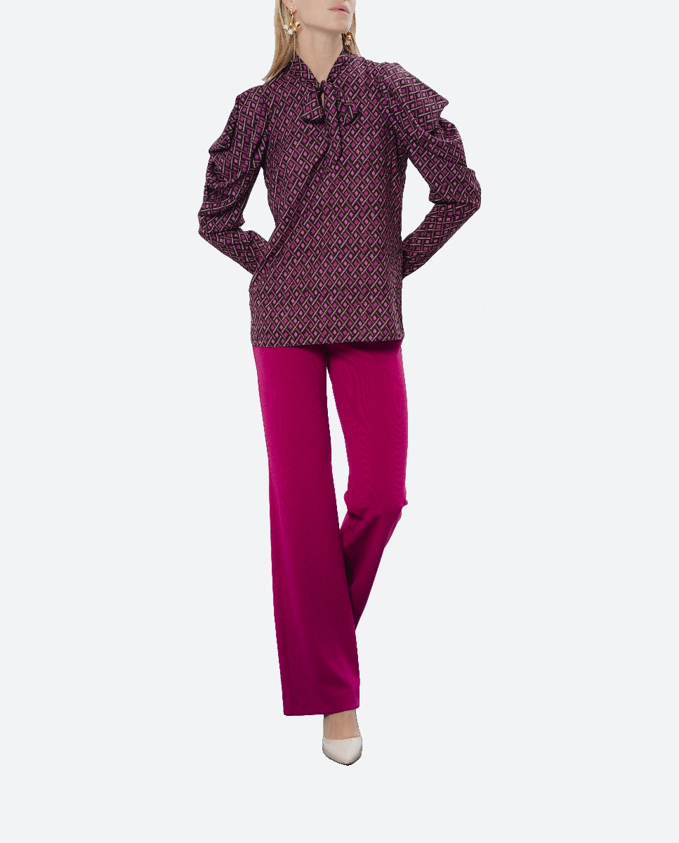 Imagen 0 de Blusa estampada con lazo Elena